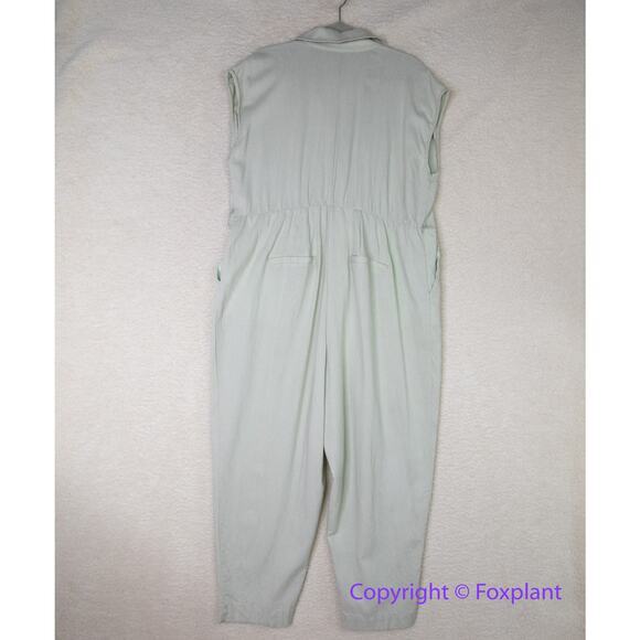 Eloquii *flawed* Short-Sleeve Coverall Jumpsuit light green linen blend, size 18 - Picture 14 of 16